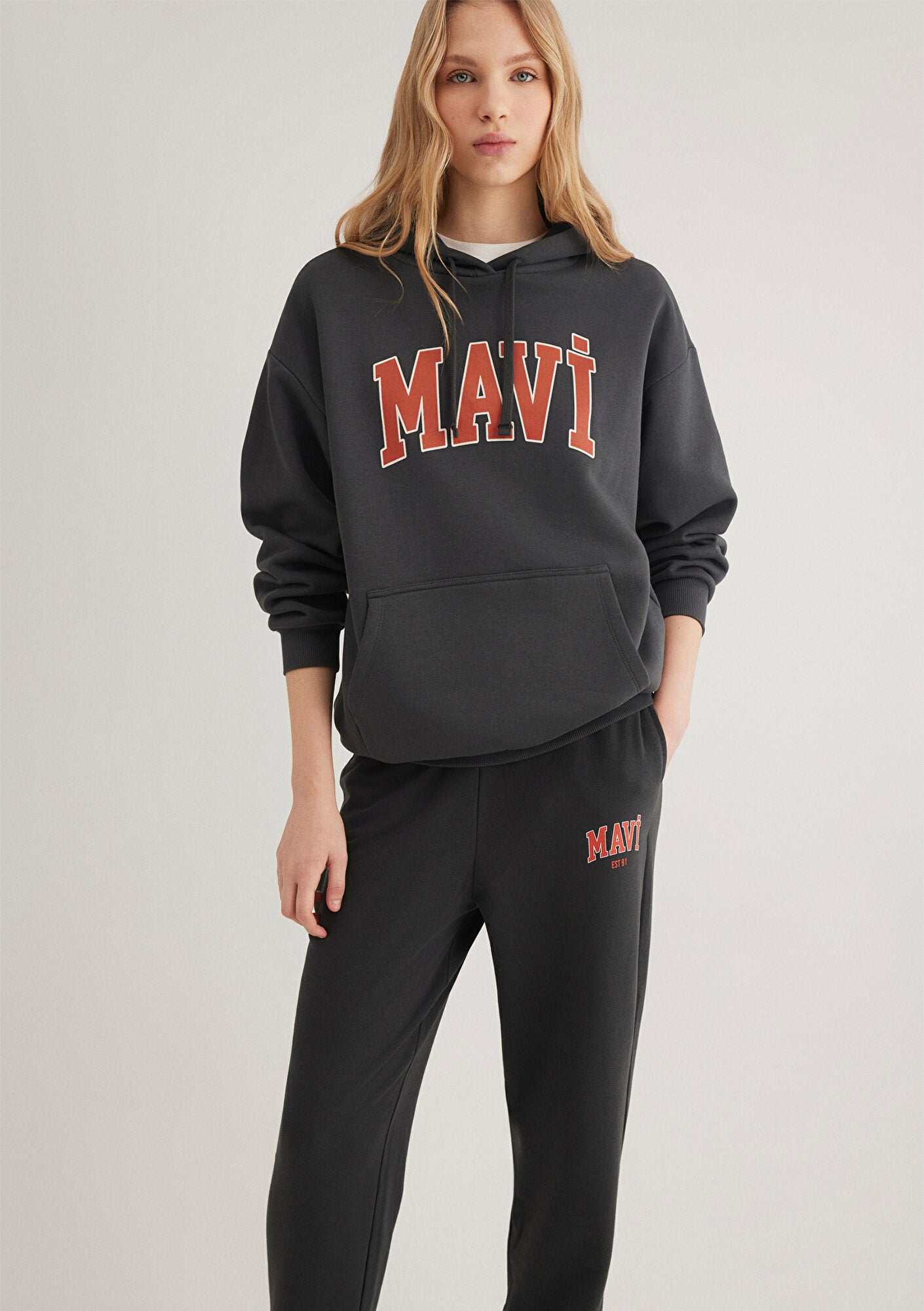 Mavi Logo Printed Anthracite Sweatpants