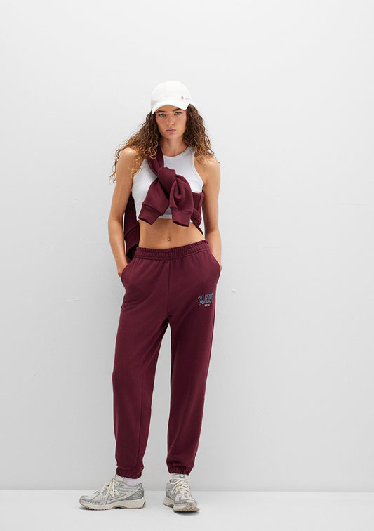 Mavi Logo Printed Brugundy Sweatpants
