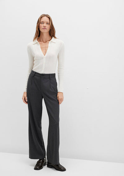 Grey Striped Trousers
