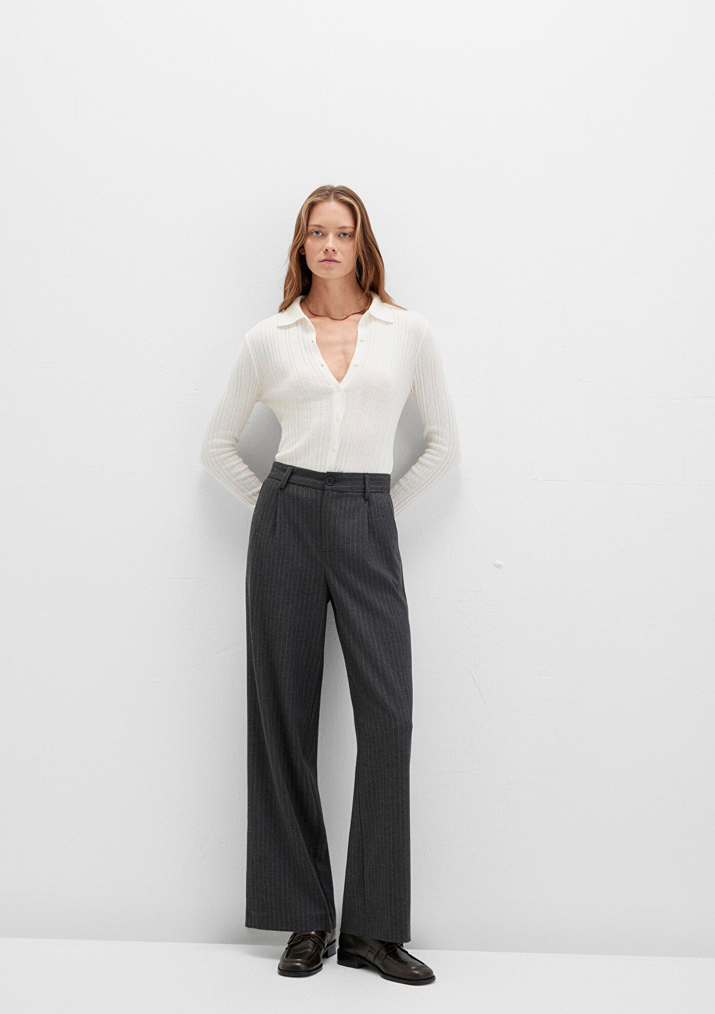 Grey Striped Trousers