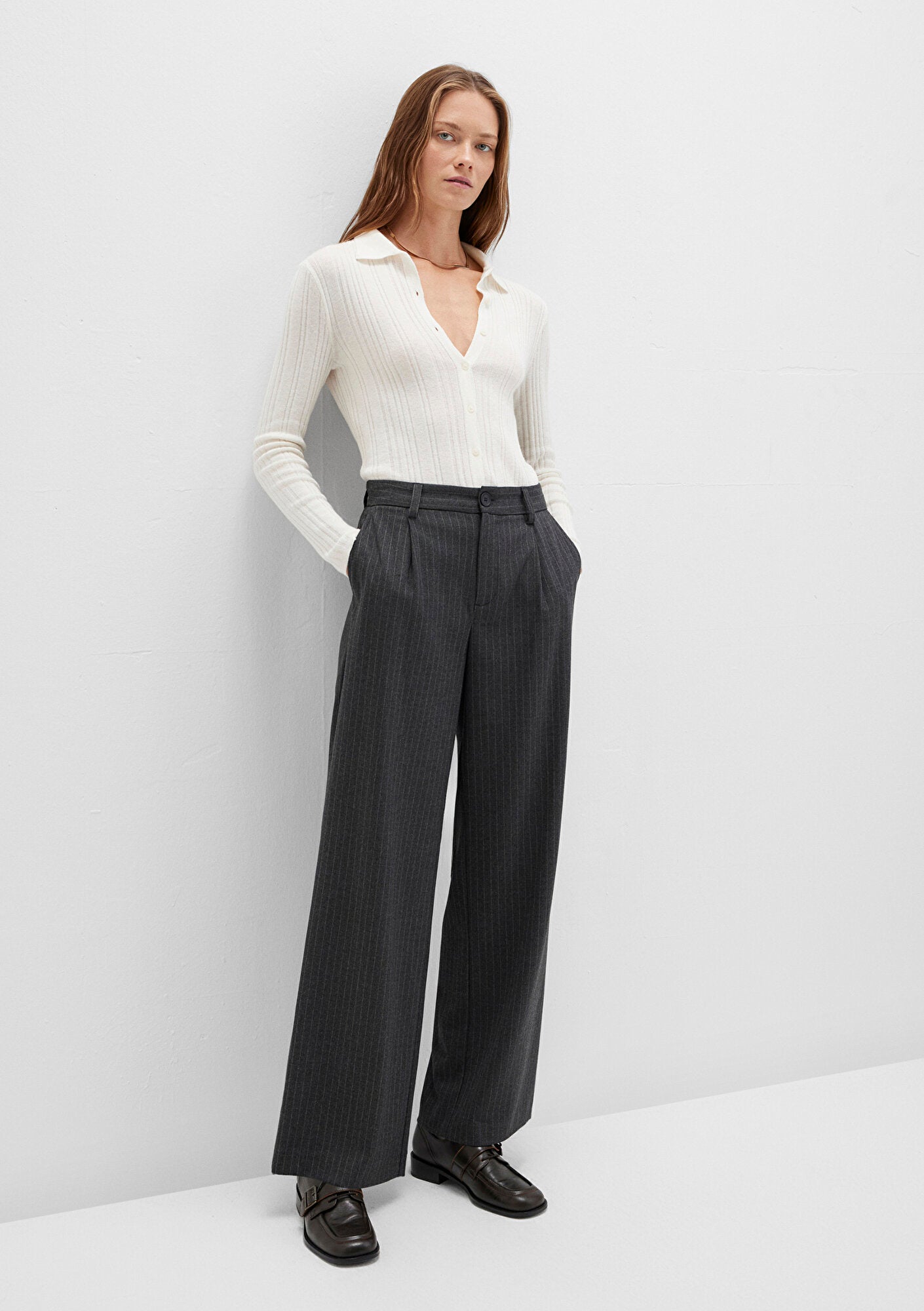 Grey Striped Trousers