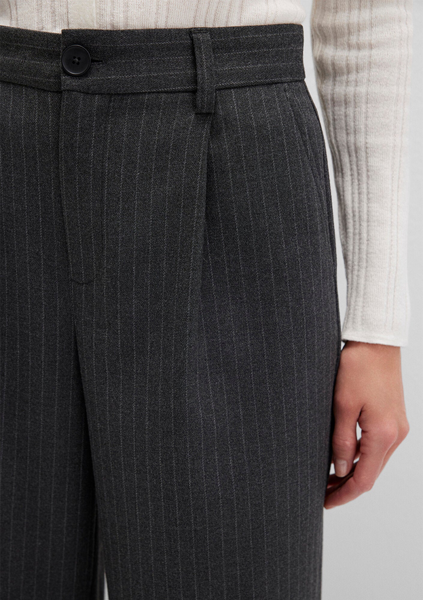 Grey Striped Trousers