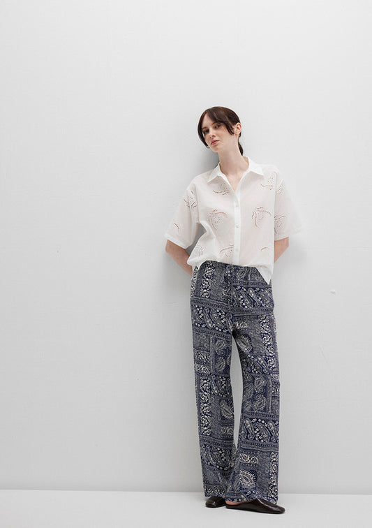 Printed Navy Trousers