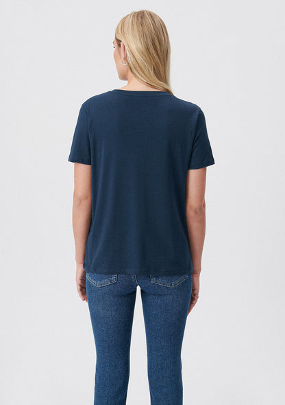 V Neck Navy Basic T-Shirt