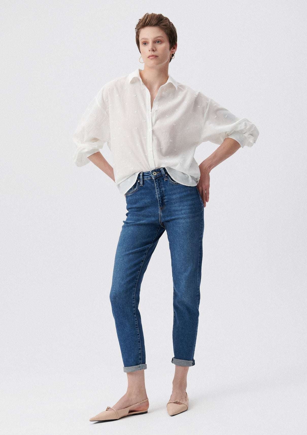 Star Mid Brushed Gold Shape Jean Pants