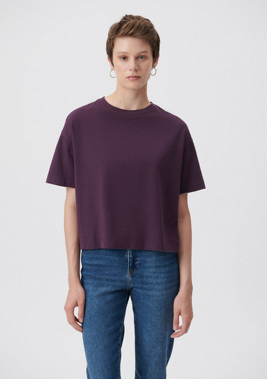 Crew Neck Purple Basic T-Shirt