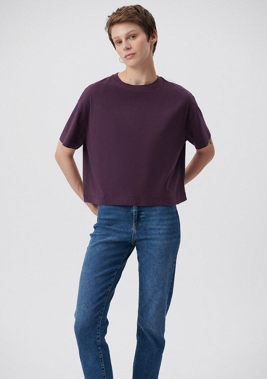 Crew Neck Purple Basic T-Shirt