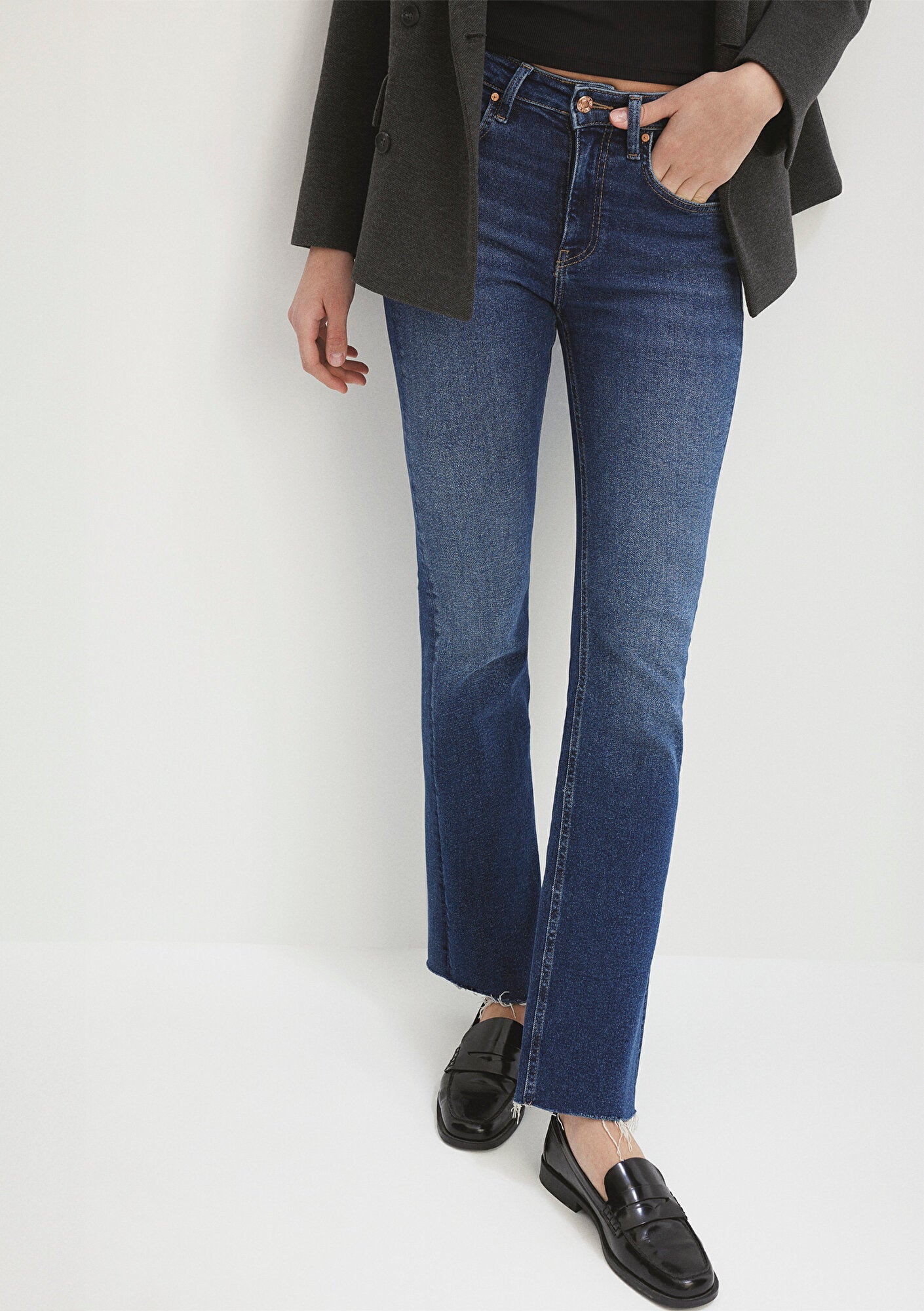 Maria Dark Blue Gold Denim Jean Pants