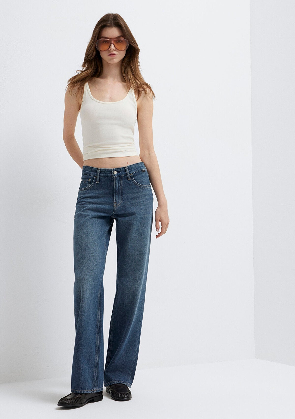 Lovely Dark Foggy Classic Denim Jean Pants