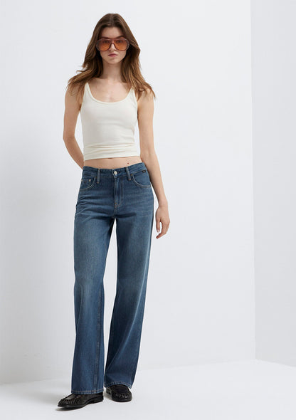 Lovely Dark Foggy Classic Denim Jean Pants