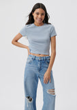 Crew Neck Blue Basic T-Shirt
