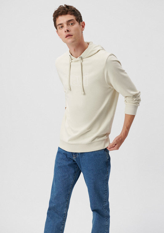 Mavi Logo Printed Hooded Beige Sweatshirt