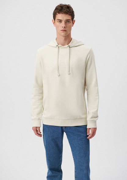 Mavi Logo Printed Hooded Beige Sweatshirt