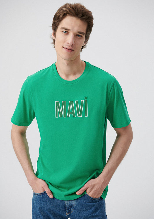 Mavi Logo Printed Green T-Shirt