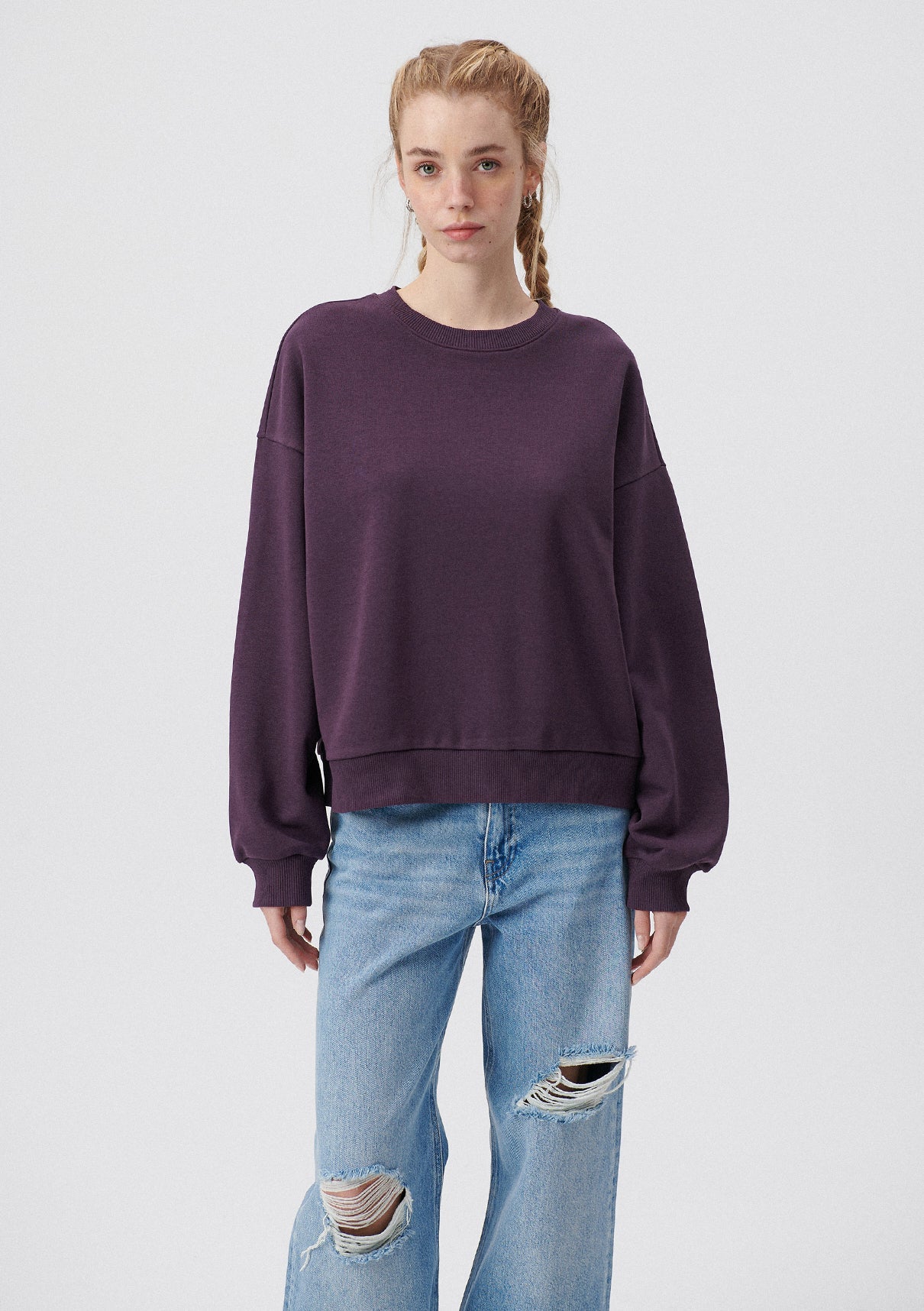 Crew Neck Green Basic Sweatshirt