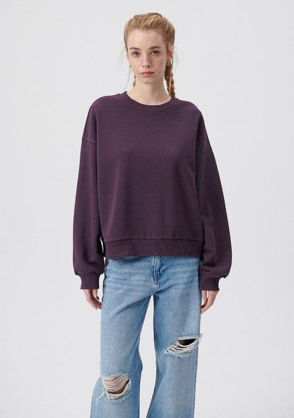 Crew Neck Green Basic Sweatshirt