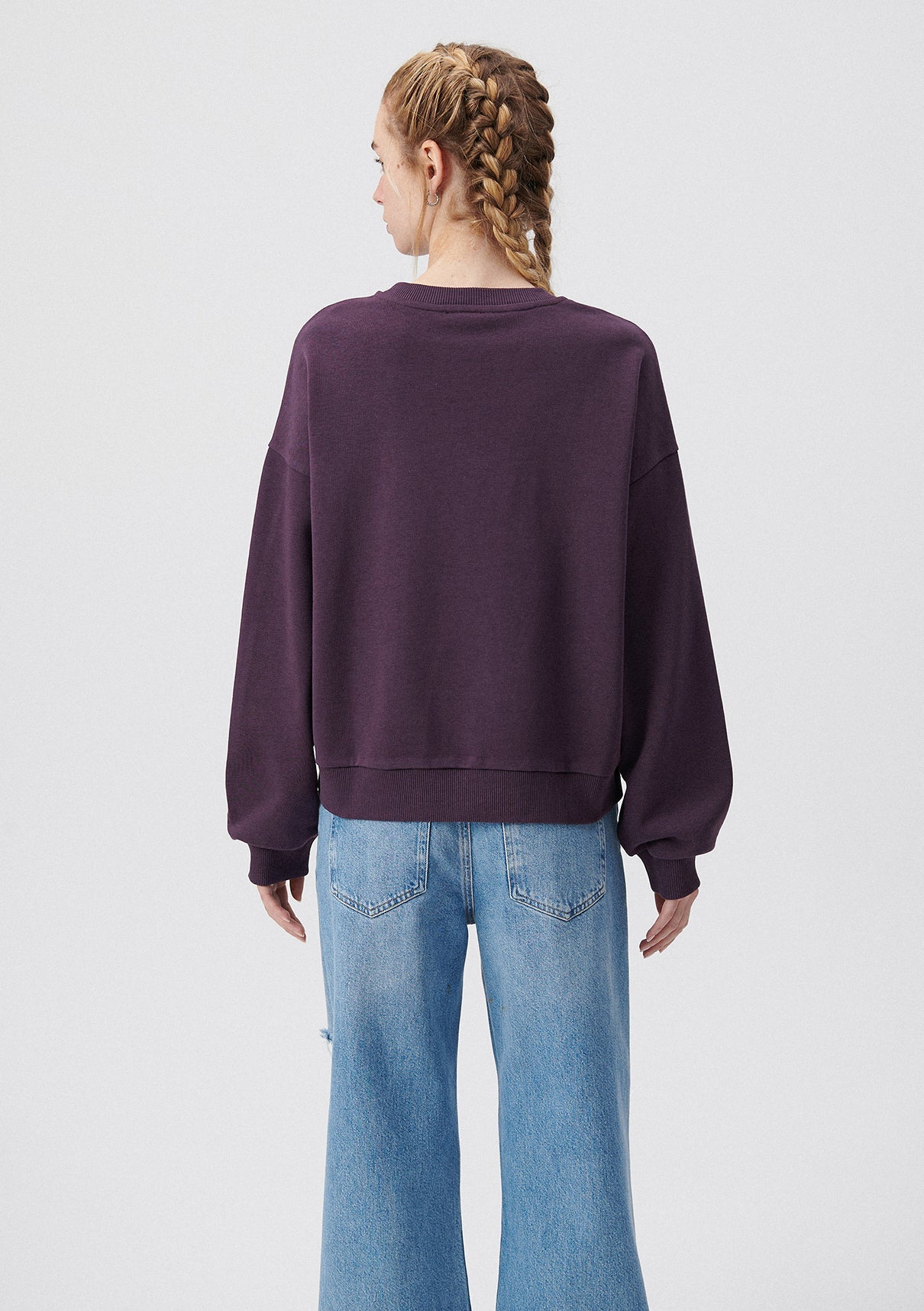 Crew Neck Green Basic Sweatshirt