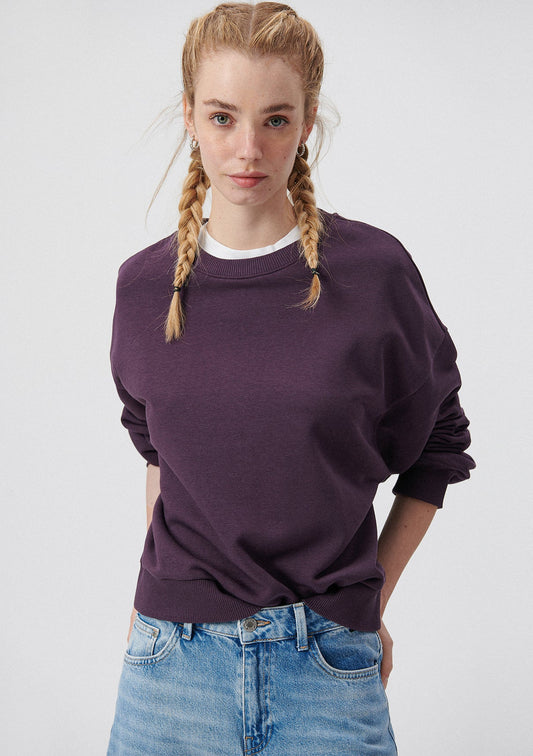 Crew Neck Green Basic Sweatshirt