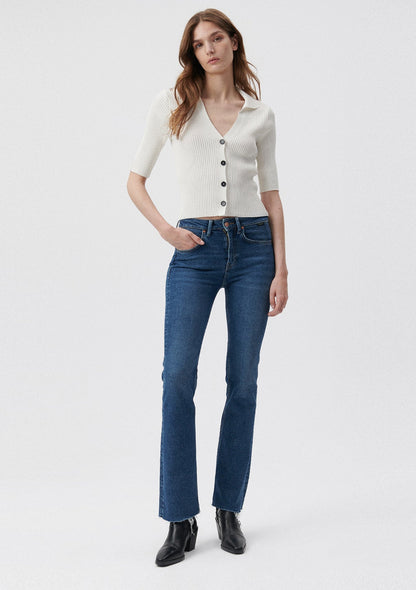 Maria Dark Blue Gold Denim Jean Pants