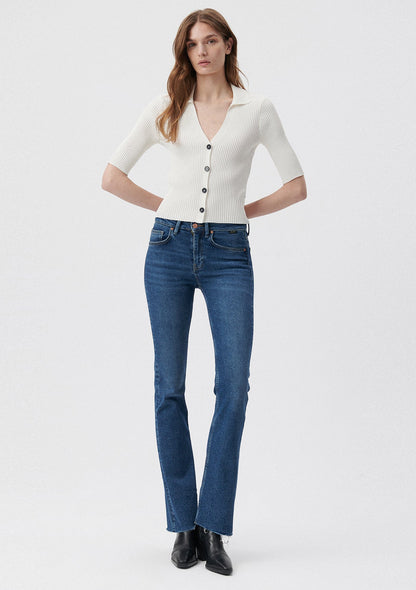 Maria Dark Blue Gold Denim Jean Pants
