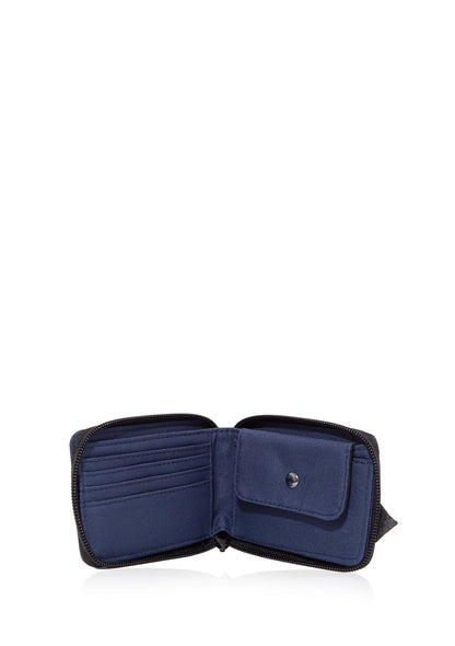 Zip Detailed Navy Wallet