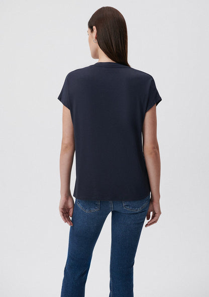 V Neck Blue Basic T-Shirt