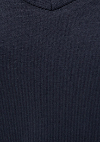 V Neck Blue Basic T-Shirt