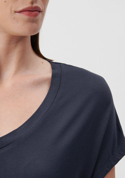 V Neck Blue Basic T-Shirt