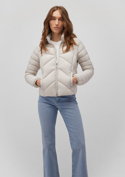 High Collar Grey Puffer Jacket
