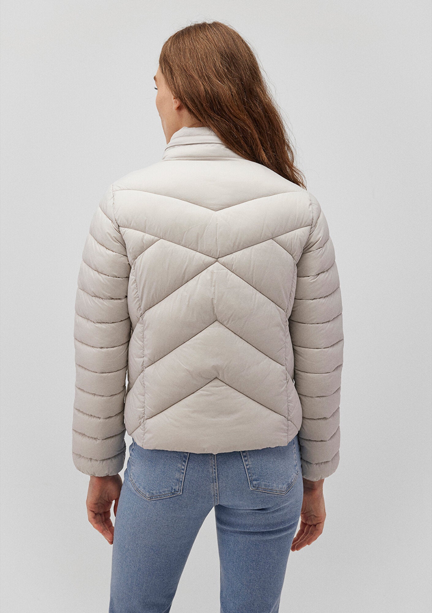 High Collar Grey Puffer Jacket