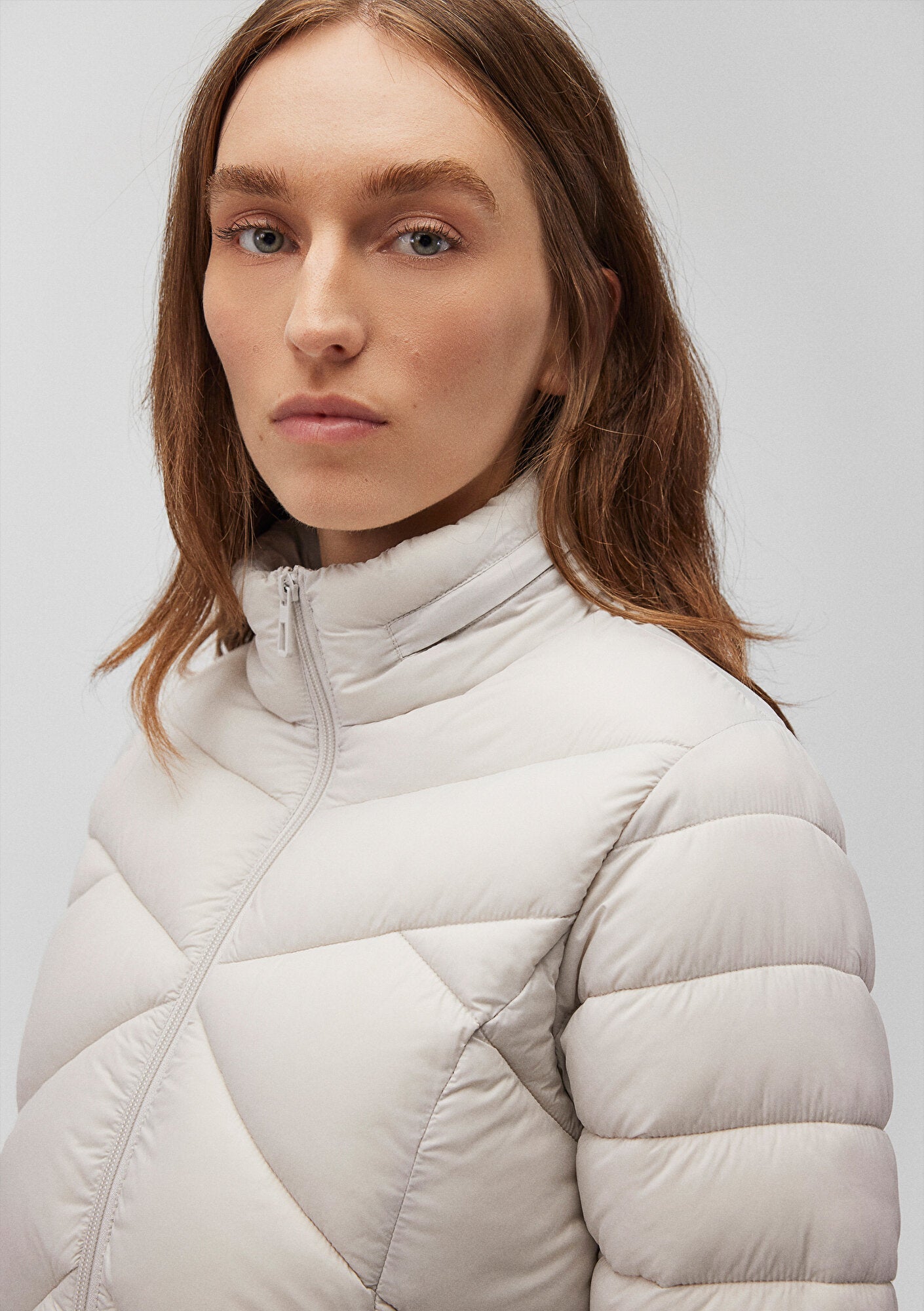 High Collar Grey Puffer Jacket