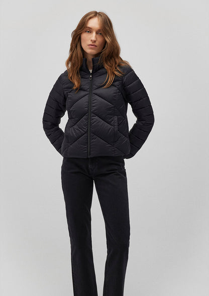 High Collar Black Puffer Jacket