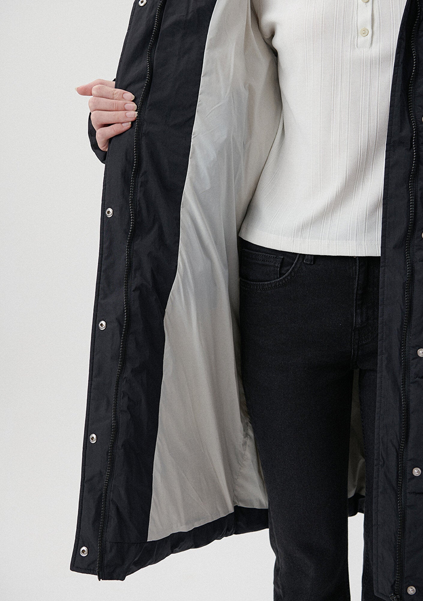Hooded Black Long Puffer Jacket