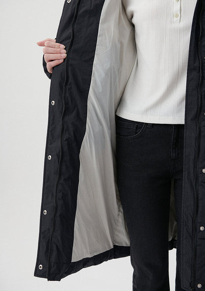 Hooded Black Long Puffer Jacket