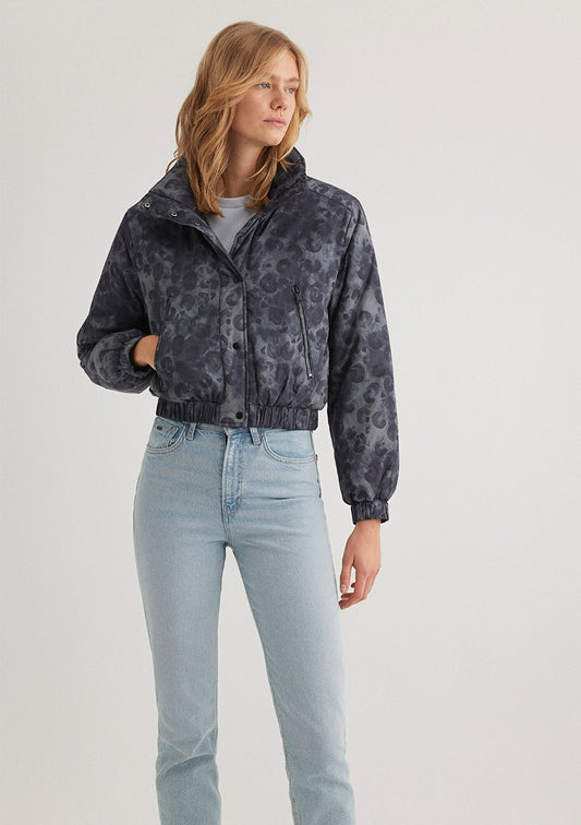 Printed Anthracite Crop Jacket
