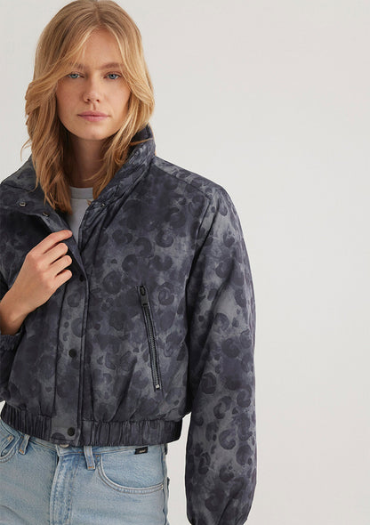Printed Anthracite Crop Jacket