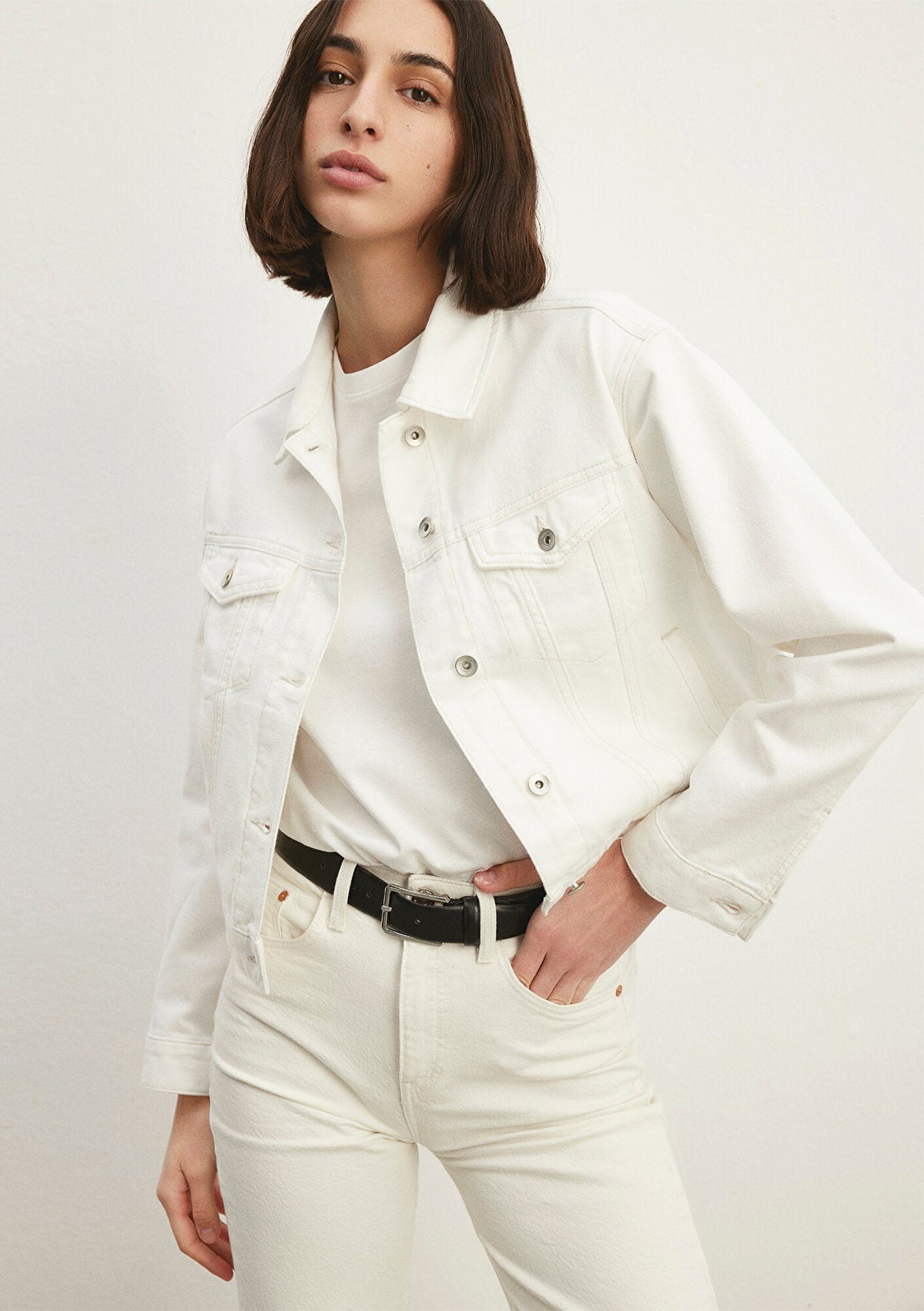 Megi Off White Mavi Premium Jean Jacket