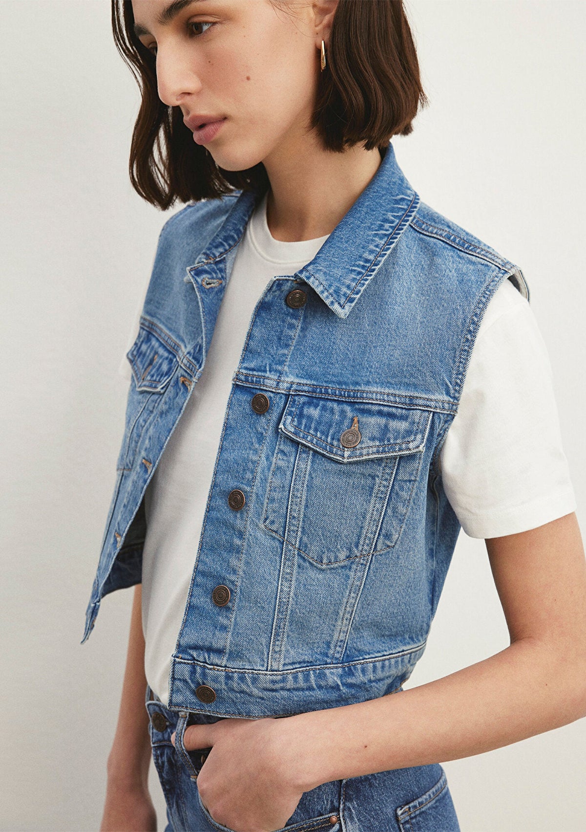 Rona Mid Blue Classic Denim Jean Vest