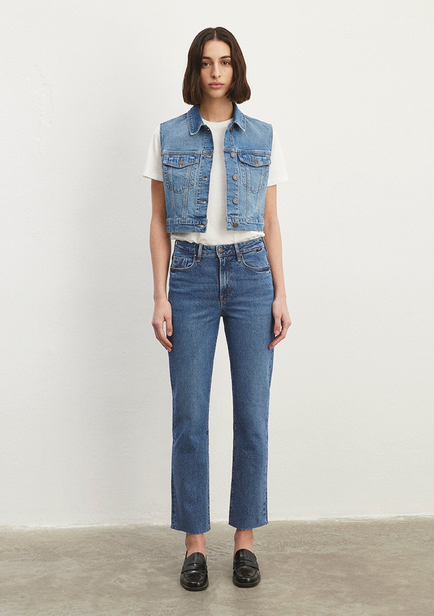 Rona Mid Blue Classic Denim Jean Vest