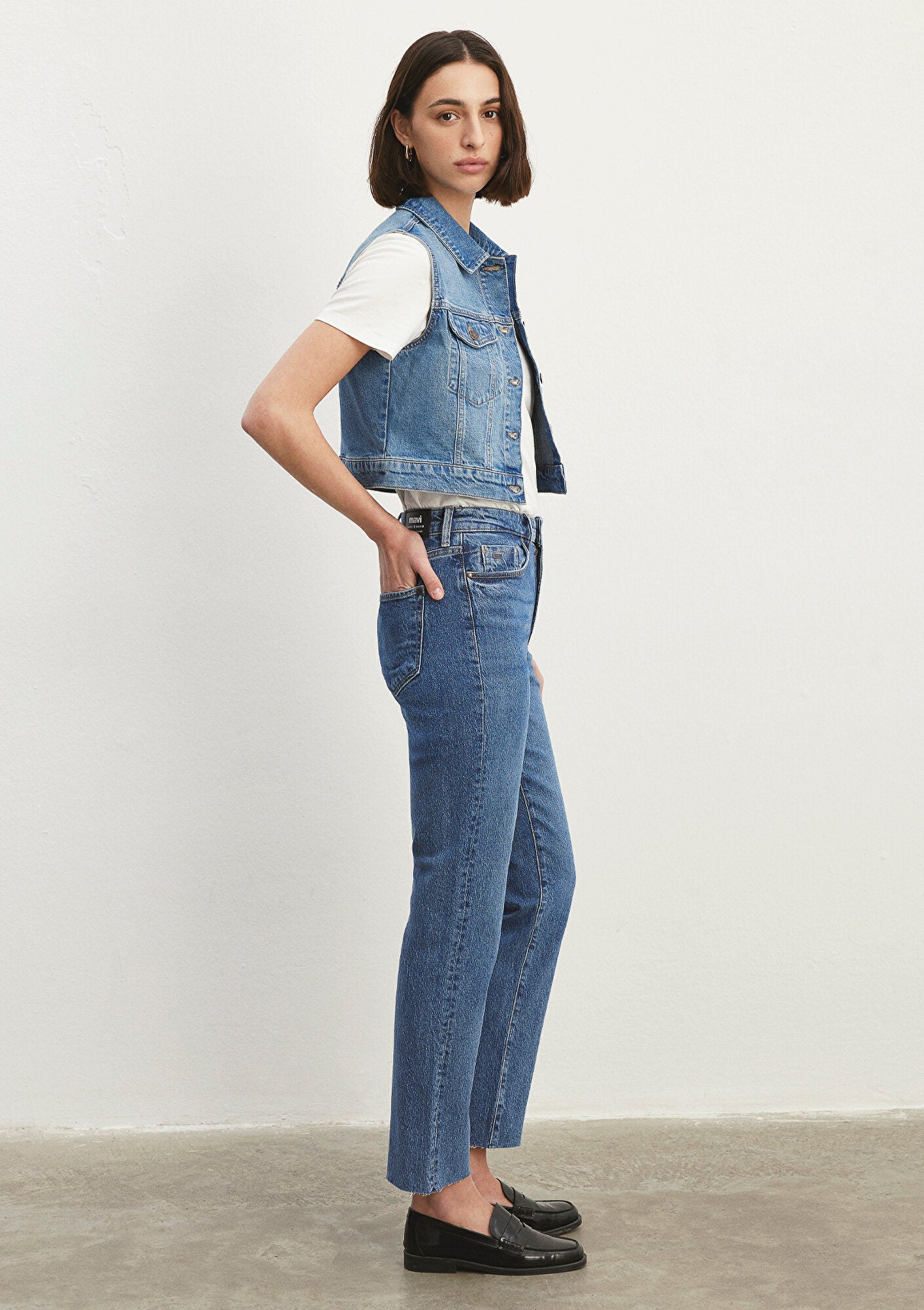 Rona Mid Blue Classic Denim Jean Vest