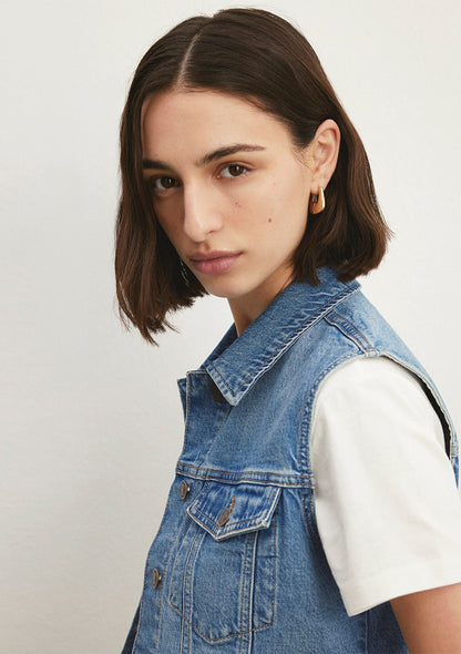 Rona Mid Blue Classic Denim Jean Vest