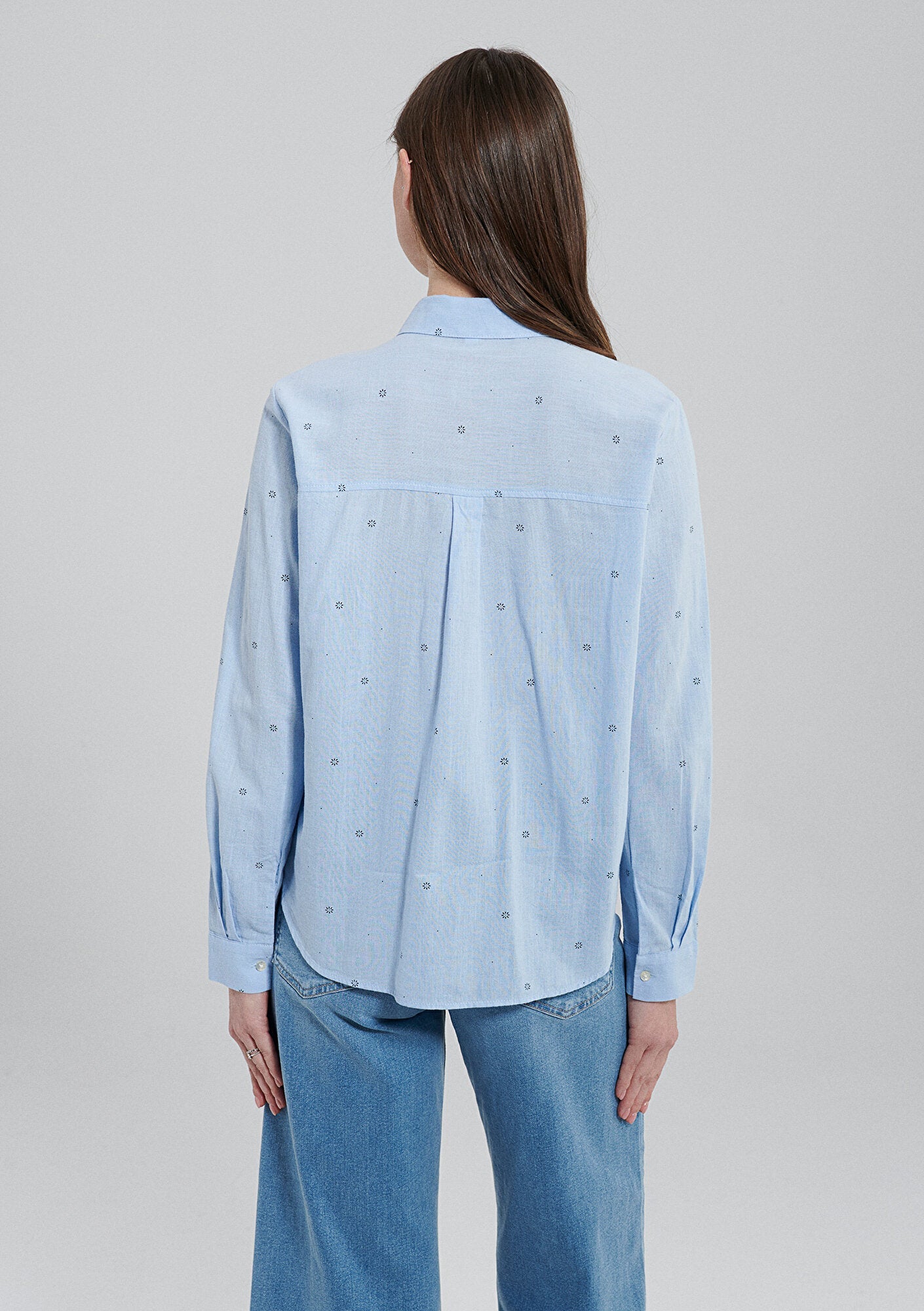 Flower Printed Blue Shirt
