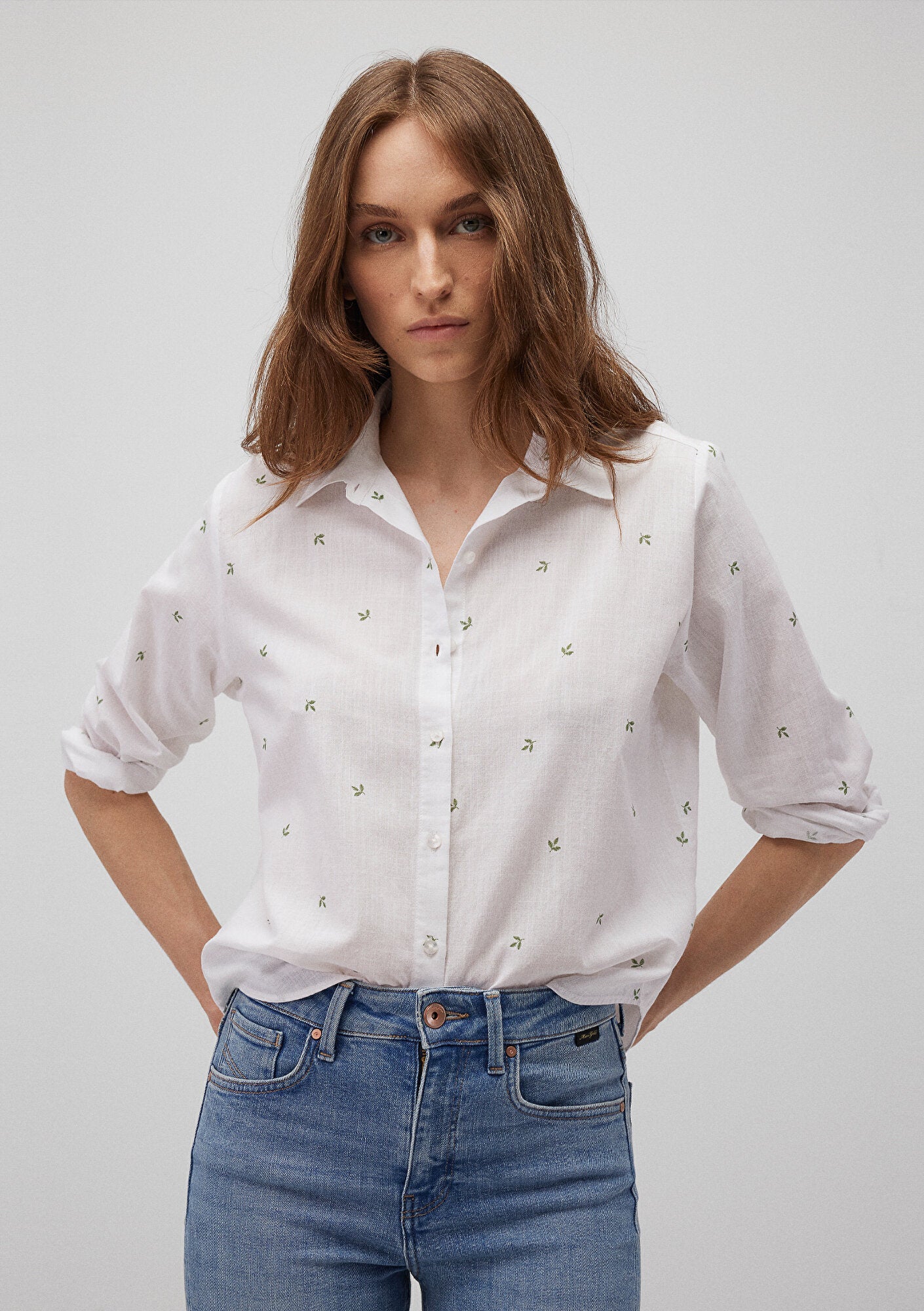 Flower Printed White Shirt