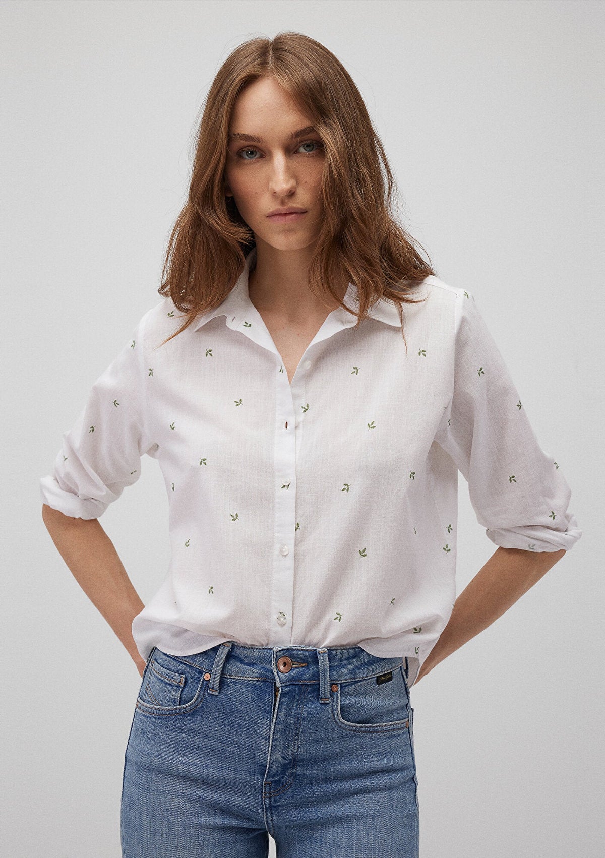 Flower Printed White Shirt