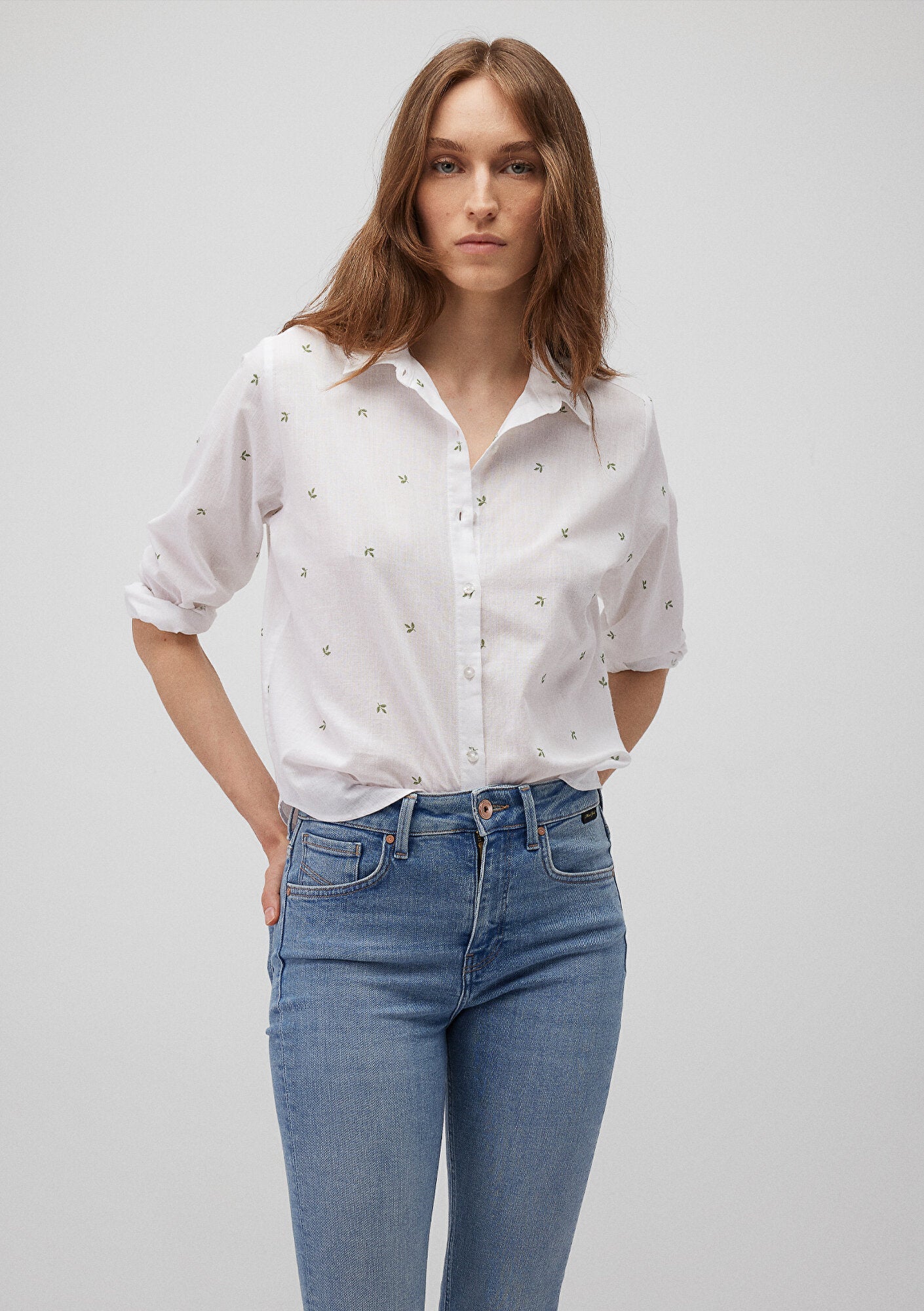 Flower Printed White Shirt