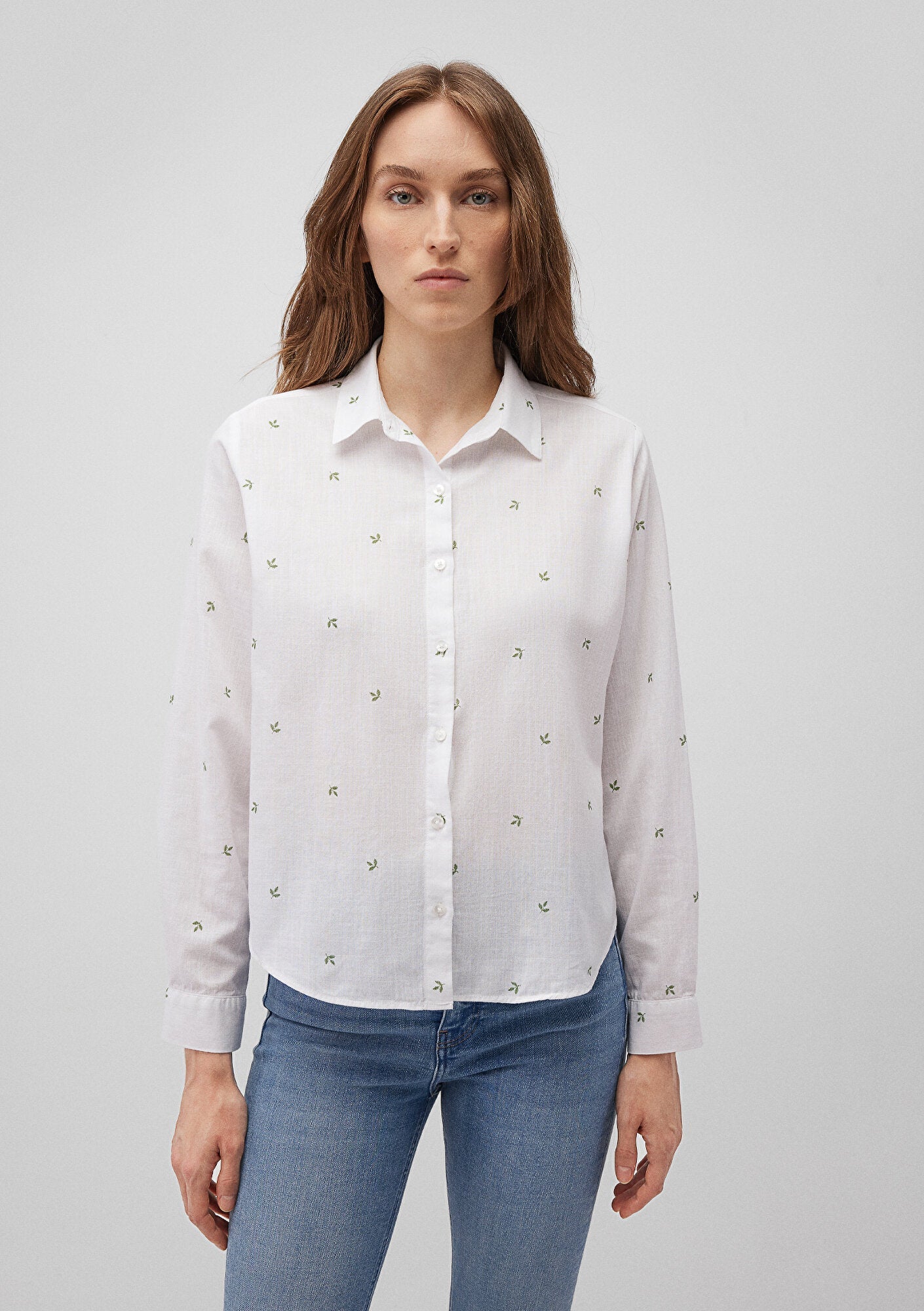 Flower Printed White Shirt