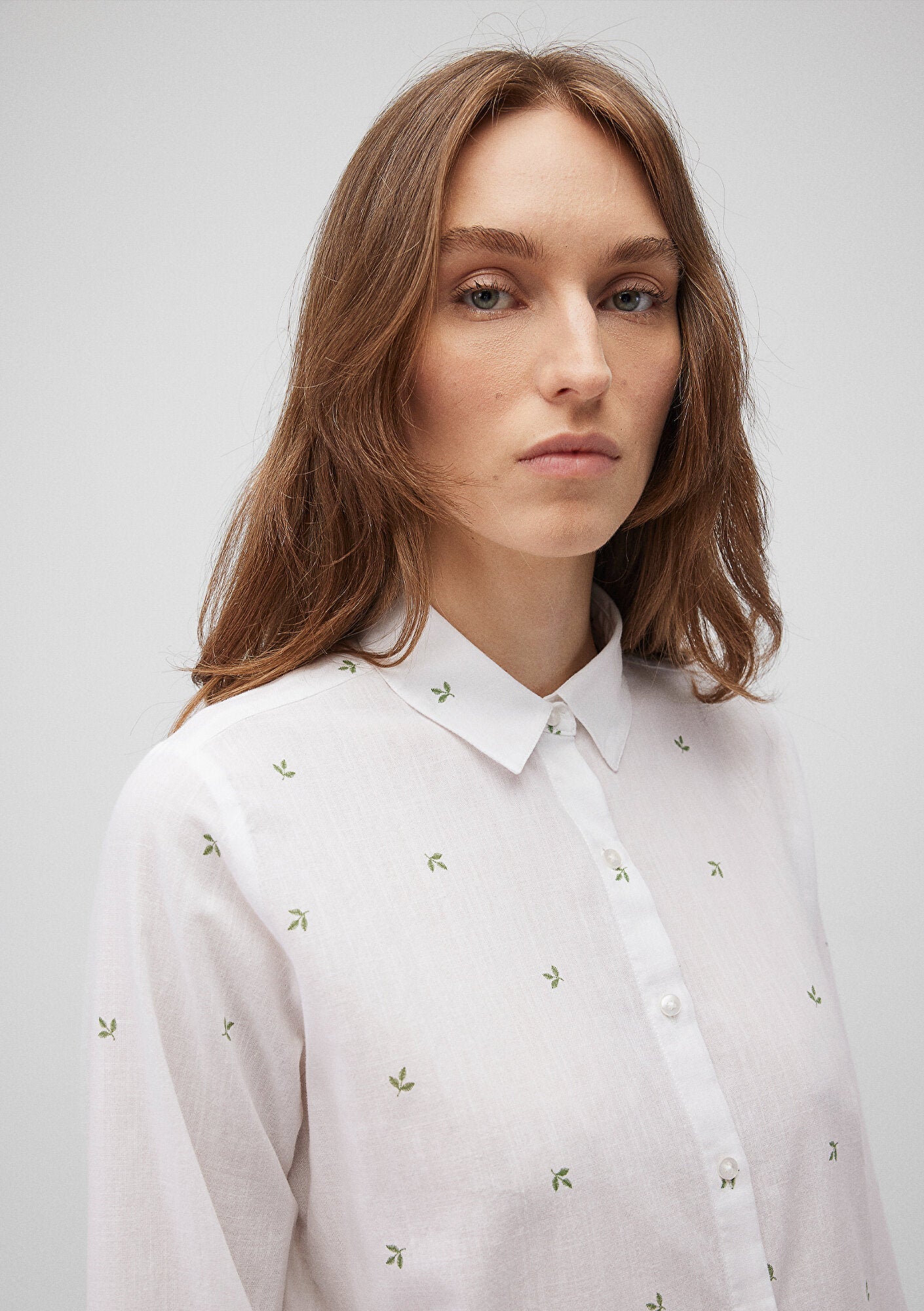 Flower Printed White Shirt