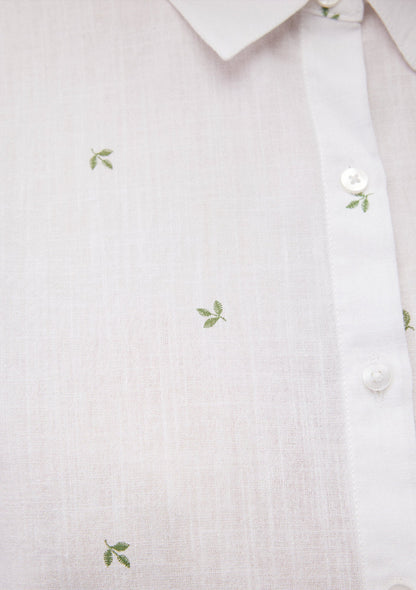 Flower Printed White Shirt