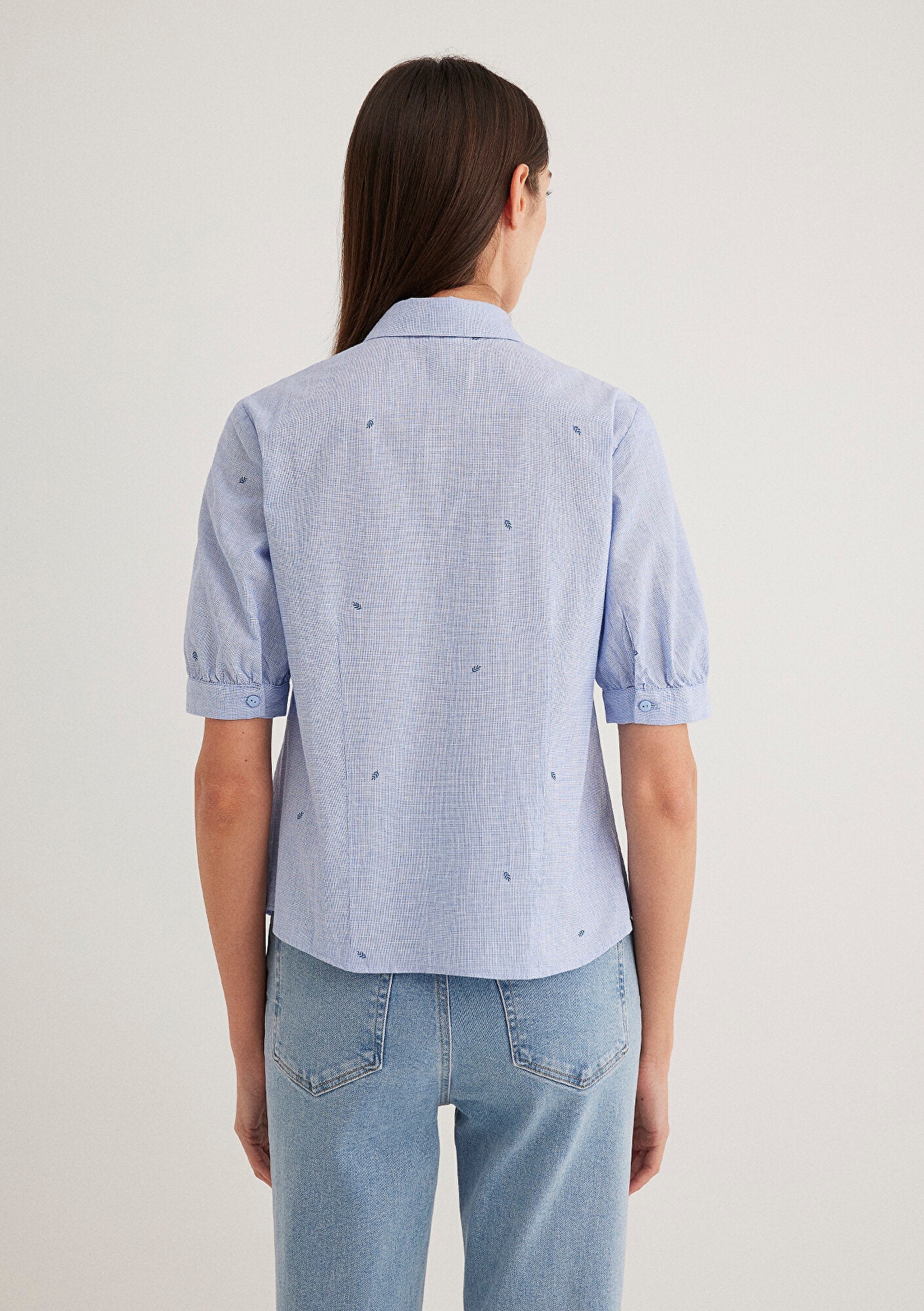 Mini Flower Printed Blue Shirt
