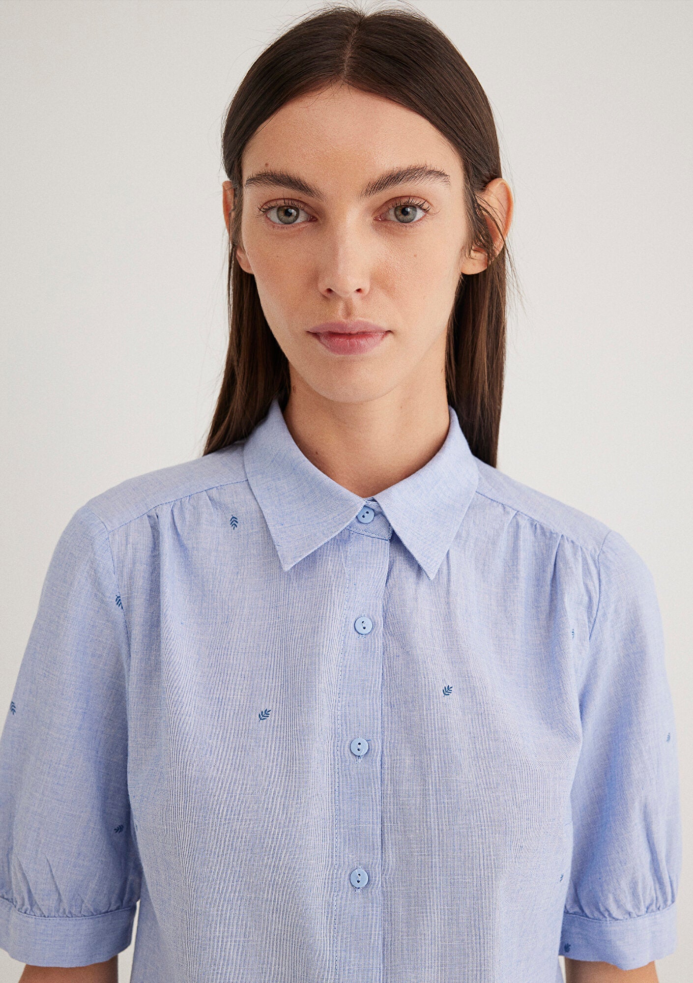 Mini Flower Printed Blue Shirt